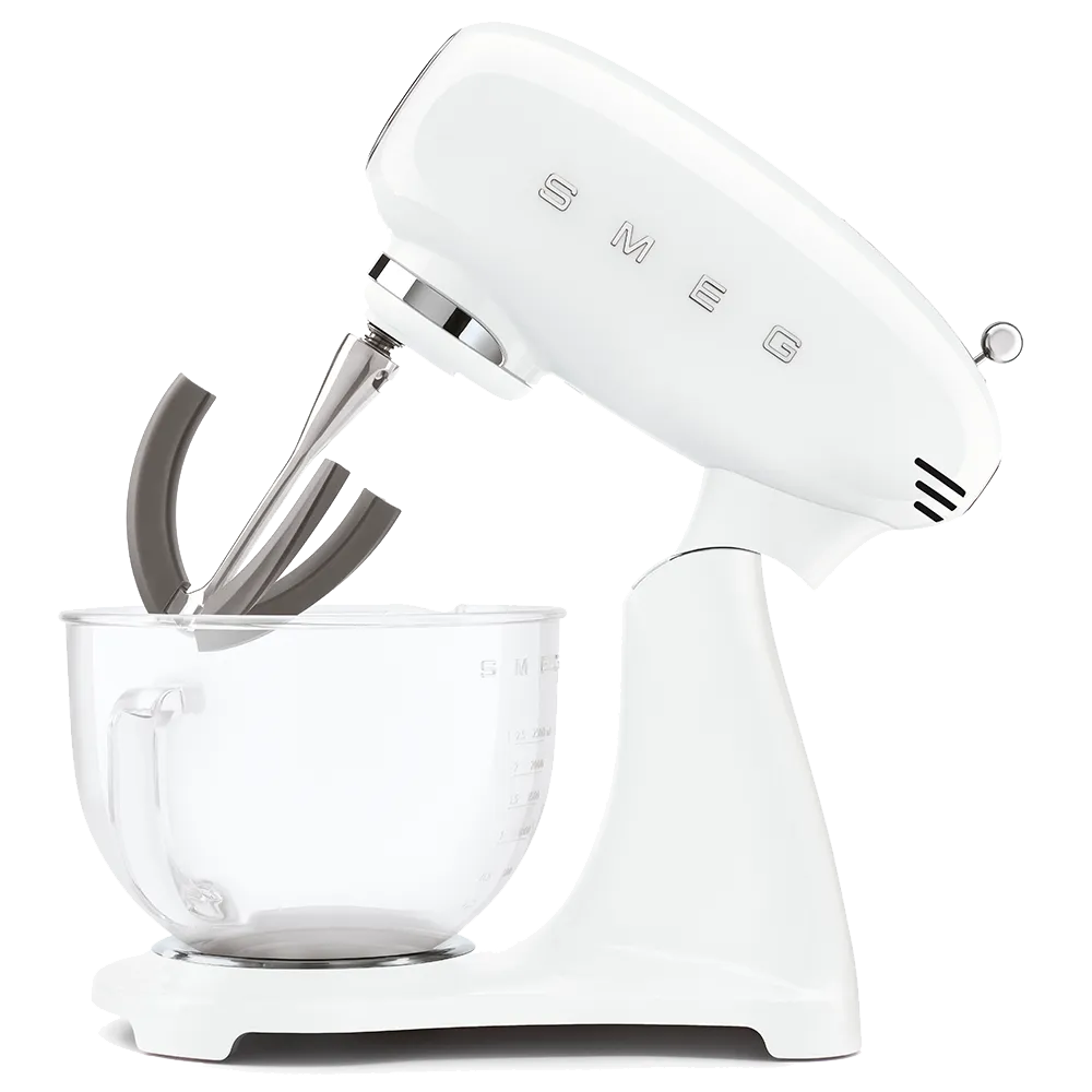 SMEG מיקסר עומד בצבע לבן עם קערה מזכוכית מסדרת 50's Retro Style,תוצרת SMEG דגם SMF13WHUK — תמונה 6